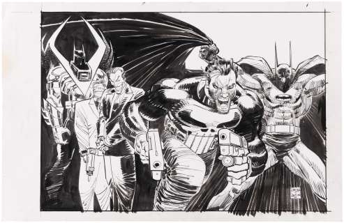 PUNISHER/BATMAN HERO ILLUSTRATED #14 COMIC BOOK COVER ORIGINAL ART BY JOHN ROMITA JR. | Hake’s