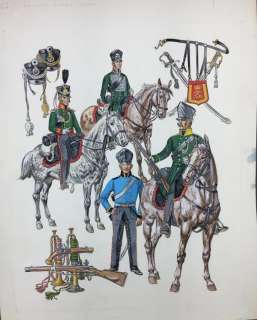 Funcken - Illustration originale en couleur - Chasseurs Ã  cheval Prussiens - (1982) | Catawiki