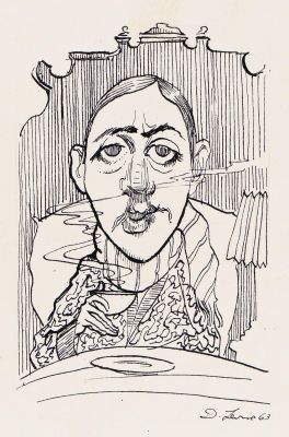 David Levine, (1926-2009), Portrait of Marcel Proust. 1963. | Swann Galleries
