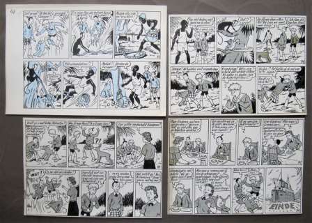 De Pimpelteentjes - 4 originele halve pagina’s - genummerd 85 t/m 92 - Op Apenjacht - (1963) | Catawiki