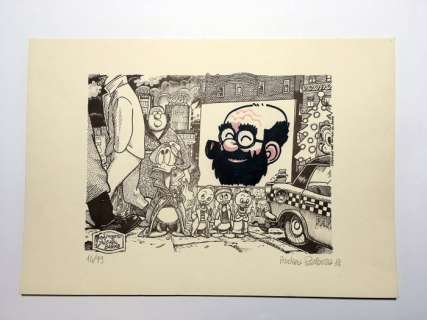 Andrea Pazienza - lito con illustr. origin. "Dedicated to Carl Barks" - Page volante - EO - (1986) | Catawiki