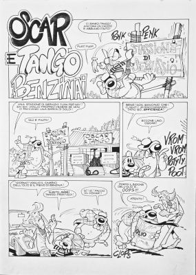 Tavola originale Giorgio Cavazzano “Oscar e Tango Benzinai” pag.1 | Venere Comic Art
