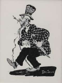 Dr. Seuss painting of an Old Man with an umbrella. | Profiles in History