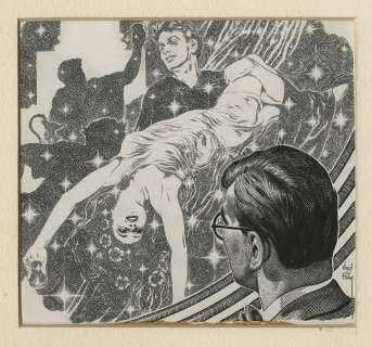 Virgil Finlay original illustration for Thrilling Wonder Stories story â€œProcess Shotâ€. | Profiles in History