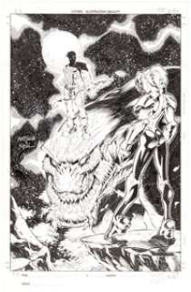 Jeff Matsuda and Jon Sibal - Turok: Adon‘s Curse Official Comic Book Magazine #2 Pin-Up Illustration Original Art (Acclaim/Valiant, 1998).