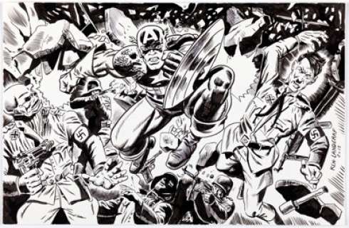 Ken Landgraf - Captain America Specialty Illustration Original Art (2018). A fantastic war piece of anger -