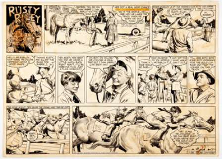 Frank Godwin - Rusty Riley Sunday Comic Strip Original Art dated 11-28-54 (King Features Syndicate, 1954).