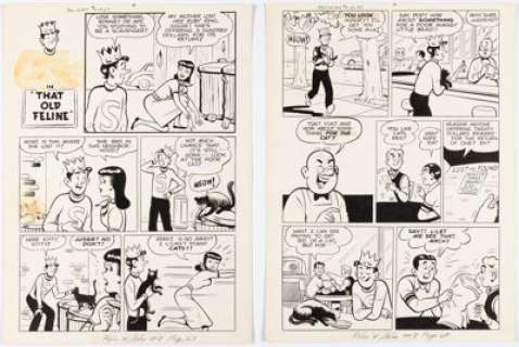 Bill Vigoda (attributed) and Joe Edwards - Archie‘s Pals ‘n‘ Gals #9 Complete 6-Page Story "That Old Feline" Origina... (Total: 6 Original Art)