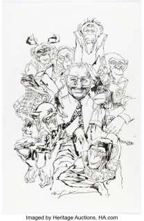 Sienkiewicz, Bill - Bill Sienkiewicz -JerÃ²me Moucherot Preliminary Illustration Original Art (2017)....