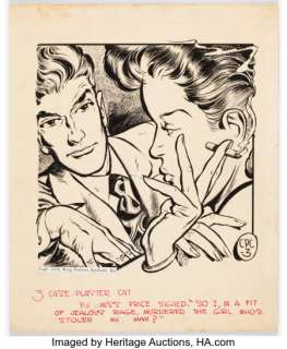 Cartier, Edd - Edd Cartier The Case of the Plaster Cat Original Art (King Features Syndicate, 1949). ...