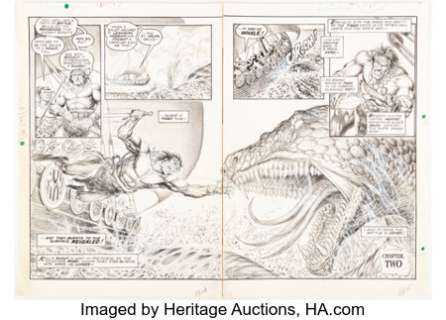 Jodloman, Jess | Jess Jodloman Kull and the Barbarians #2 Double Page Spread 10-11 Original Art (Marvel, 1975).... | Heritage