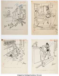 Herman, Vic - Vic Herman - Single Panel Gag Cartoon Preliminary Illustrations Original Art Group of 50 (c. 1940s).... (Total: 50 Original Art)