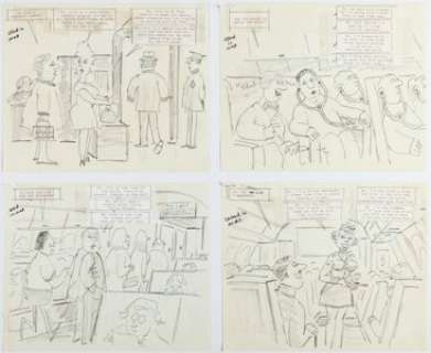 Jaffee, Al | Al Jaffee MAD #299 Back Cover "Snappy Answers to Stupid Questions in Air Travel" Gag Preliminary Original Art Grou... (Total: 4 Original Art) | Heritage