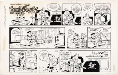 Hazelton, Gene - Gene Hazelton The Flintstones Sunday Comic Strip dated 4-15-73 (Hanna-Barbera/McNaught Syndicate, 1973). ...