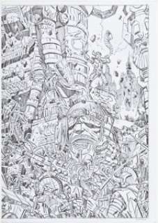 Giorgio Comolo - Thor/Silver Surfer/MODOK vs. Mangog Preliminary Illustration Original Art (c. 2000-2010s)....