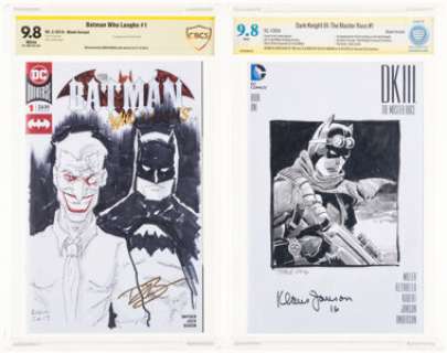 Tim Sale and David Baron - Batman Who Laughs #1 and The Dark Knight III: The Master Race #1 Witnessed Signatures Original Art Group of 2 (DC, 2016-19) CBCS NM/MT 9.8 White pages. (Total: 2 Comic Books)
