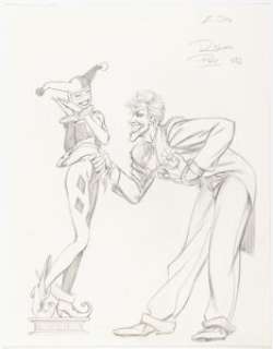 Richard Pace - Joker and Harley Quinn Sketch Illustration Original Art (1994).