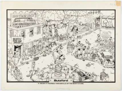 Peter Loft Comix Book #4 Complete 2-Page Centerfold Story "Butzford" Original Art (Kitchen Sink, 1976). | Heritage