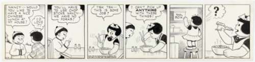 Ernie Bushmiller Nancy Daily Comic Strip Original Art dated 1-10-41 (United Feature Syndicate, 1941) | Heritage