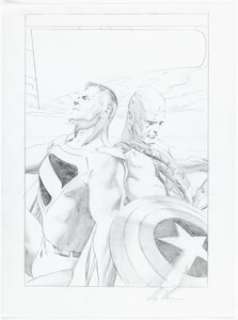 Alex Ross Wizard Millennium Edition: Alex Ross Superman and Captain America Cover Preliminary Original Art (Wizard, 1999). | Heritage