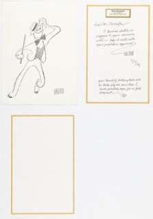 Al Hirschfeld - Jazz Cat Illustration Original Art and Letter (1999). (Total: 2 Original Art) | Heritage