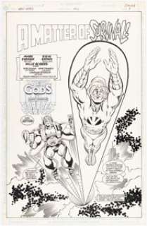 Steve Erwin and Willi Blyberg New Gods #24 Splash Page 5 Original Art (DC, 1991).