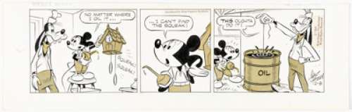 Floyd Gottfredson (signed as Walt Disney) Mickey Mouse Daily Comic Strip Original Art dated 12-8-64 (King Features Syndicate, 1964). | Heritage