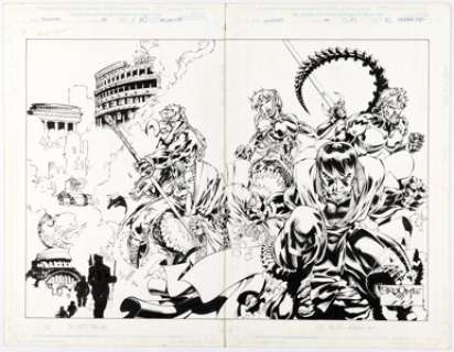 Matt Broome and John Dickenson WildC.A.T.S #40 Wraparound Cover Original Art (Image, 1997). (Total: 2 Original Art) | Heritage