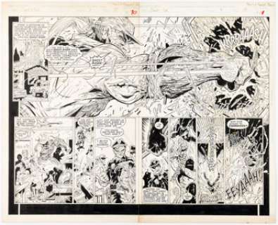 Robert Brown and Mike Witherby Over the Edge #9 Ghost Rider Double Page Spread 6-7 Original Art (Marvel, 1996).