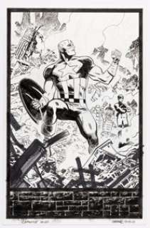 Chris Samnee Captain America #698 Splash Page 20 and Second Printing Cover Original Art (Marvel, 2018).