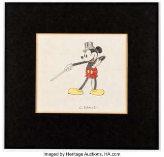 Carl Barks Walt Disney’s Mickey Mouse in Color Mickey Mouse Gold Plate Limited Edition Illustration Original Art (Another Rainbow, 1988). | Heritage