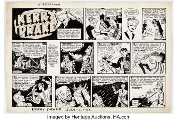 Alfred Andriola Kerry Drake Sunday Comic Strip Original Art dated 7-21-46 (Publishers Syndicate, 1946).