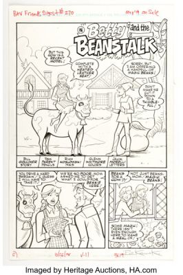 Dan Parent and Rich Koslowski B&V Friends Double Digest Magazine #270 "Betty and the Beanstalk" Complete 5-Page Story Original Art (Archie, 2019). (Total: 5 Original Art)