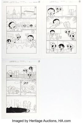 Christopher Cook and Mike DeCarlo The Powerpuff Girls #56 "Tardy Boys" Story Pages 1-3 Original Art (DC, 2005). (Total: 3 Original Art) | Heritage