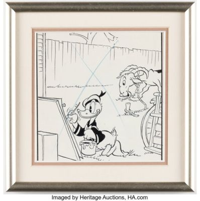 Al Taliaferro and Dick Moores Donald Duck Partial Sunday Comic Strip Single Panel Original Art dated 3-7-43 (King Features Syndicate, 1943).