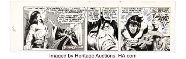 John Buscema Conan the Barbarian Daily Comic Strip Original Art dated 10-4-78 (Register and Tribune Syndicate, 1978). | Heritage