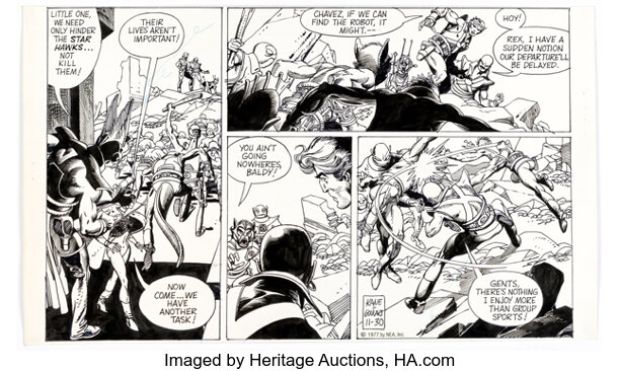 Gil Kane Star Hawks Daily Comic Strip Original Art dated 11-30-77 (NEA, 1977).