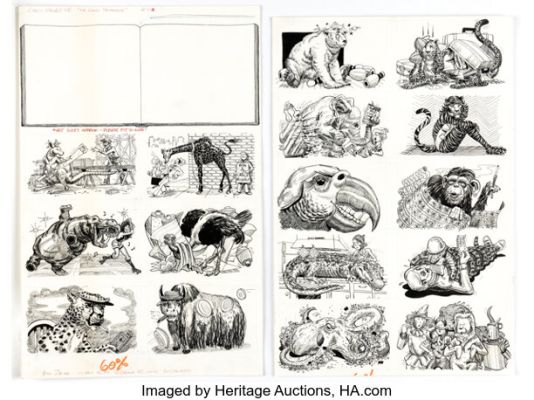 Ron Zalme Crazy #56 "The Crazy Menagerie of Newly-Developed Modern Animals" Illustrations Original Art Group of 2 (Marvel, 1979). (Total: 2 Original Art) | Heritage