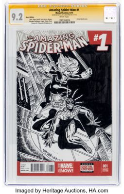 Al Milgrom The Amazing Spider-Man #1 Sketch Edition - Signature Series Black Cat Original Art (Marvel, 2014/2015) CGC NM- 9.2 White pages. | Heritage