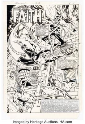 Mark "M. D." Bright and Mike Gustovich Falcon #3 Splash Page 1 Original Art (Marvel, 1984). | Heritage