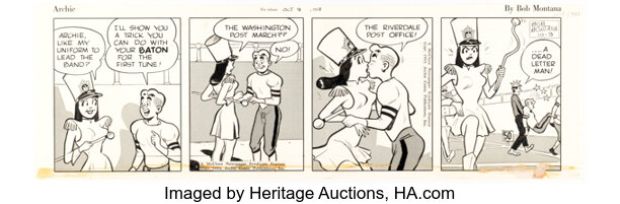Bob Montana Archie Daily Comic Strip Original Art dated 10-9-53 (McClure Newspaper Syndicate, 1953). | Heritage