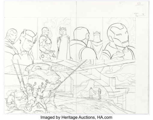 Pasqual Ferry Thor #617 Double Page Spread 8-9 Original Art (Marvel, 2011).