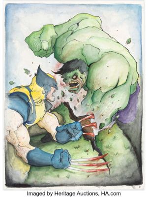 Chris Uminga - Wolverine vs. Hulk Illustration Original Art (undated). | Heritage