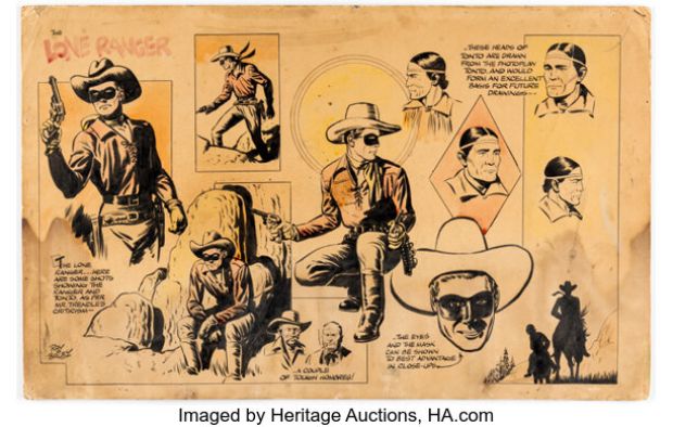 Ray Bailey - Lone Ranger Model Sheet Illustration Original Art (undated). | Heritage