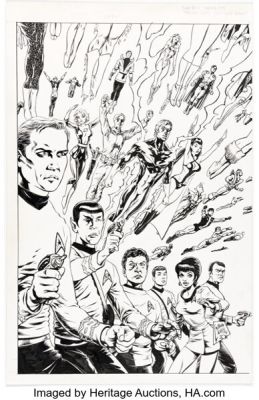 Steve Lightle Star Trek / Legion of Super-Heroes #2 Variant Cover Original Art (DC/IDW, 2011).
