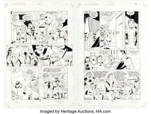 Jeff Moy and W.C. Carani Legionnaires #61 Story Page 4 and 13 Original Art (DC, 1998). (Total: 2 Original Art)
