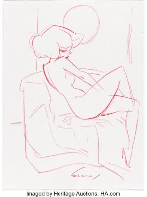 Shane Glines - Nude Pin-Up Sketch Original Art (undated).
