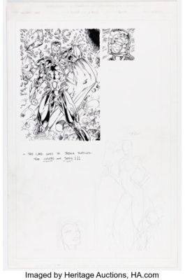 Brett Booth and Chuck Gibson 1996 WildStorm #47 Aries Trading Card Illustrations and Taboo Preliminary Illustrations Original Art (WildStorm, 1996).