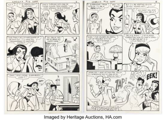 Bob Bolling and Joe SInnott Sabrina, the Teenage Witch #14 Story Pages 3-4 Original Art (Archie, 1973). (Total: 2 Original Art) | Heritage