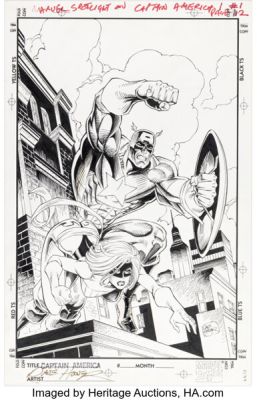 Dave Hoover - Captain America and Free Spirit Illustration Original Art (Marvel, c. 1994-95).